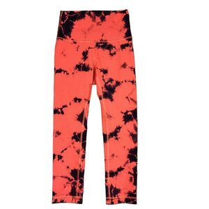 Lululemon Wunder Train HR Crop 21" Everlux Size 4 Tie Dye‎ Carnation Red Black